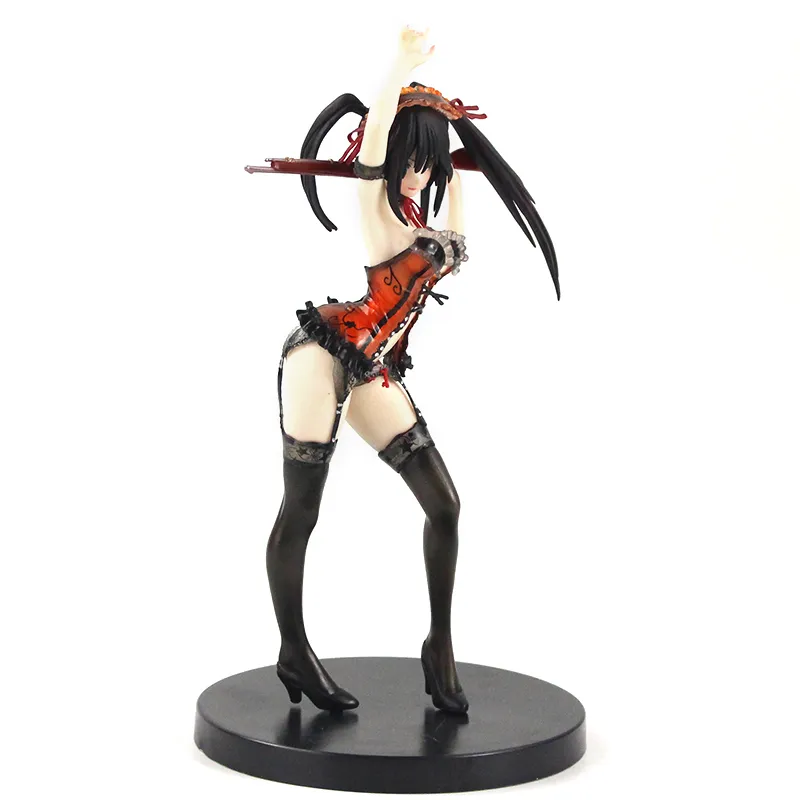 ANIME sexy ragazza appunta un tokisaki kurumi lingerie pistola nero sotto il pvc action figura giocattolo bambola modello x05031163396