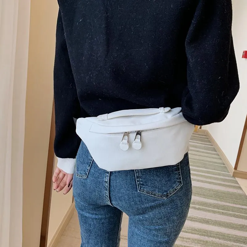 Waist Bags Ladies Bag Women PU Leather Chest Mini Crossbody Fanny Pack Black White Phone Key Pouch Belt Purse For Girl 20213103