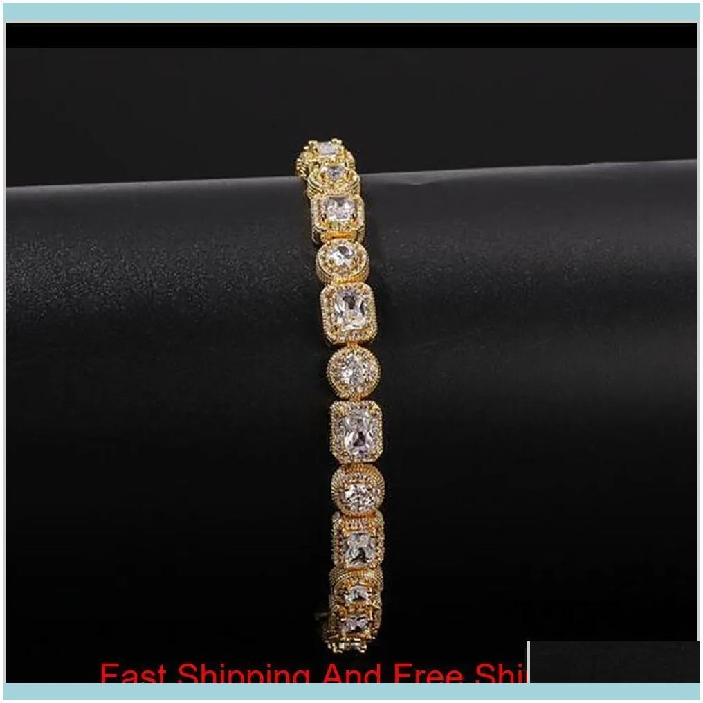 Tennisarmbanden Juweliers Vierkant Ronde Gemengde Diamanten Bling Tenns Armband Goud Sier 8 Inch 8Mm Simuleren Dimonds Armbanden Br281H