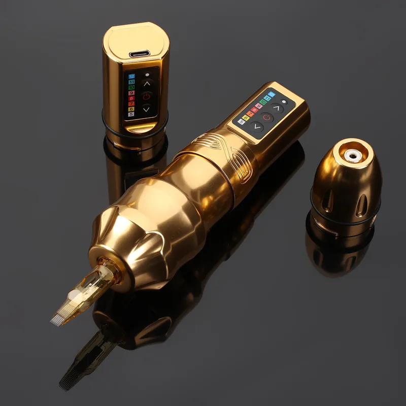 2 Battery EXO Wireless Tattoo Pen Machine Powerful Coreless Motor Chargeable Lithium Artist Tool 220224