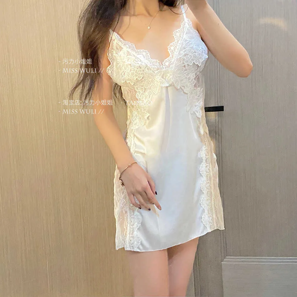 Womengaga夏ホワイトセクシーな韓国の女性レースメッシュ刺繍ミニタンクドレスドレス甘い女の子アジアのOnbk 210603
