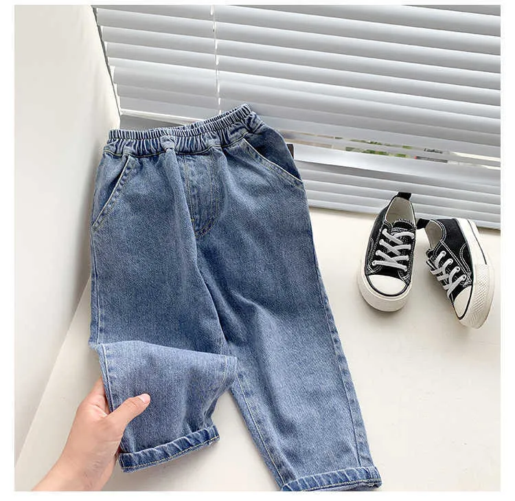 Automne Garçons Mode Pantalons en denim doux Enfants Enfants Lâche Patchwork Jeans 2-7Y 210708