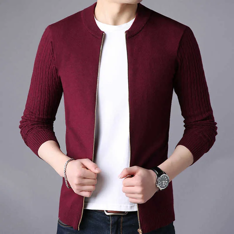 Liseaven Men's Sweater Male Jacket Solid Color Sweaters Knitwear Warm Sweatercoat Cardigans Men Clothing 210909