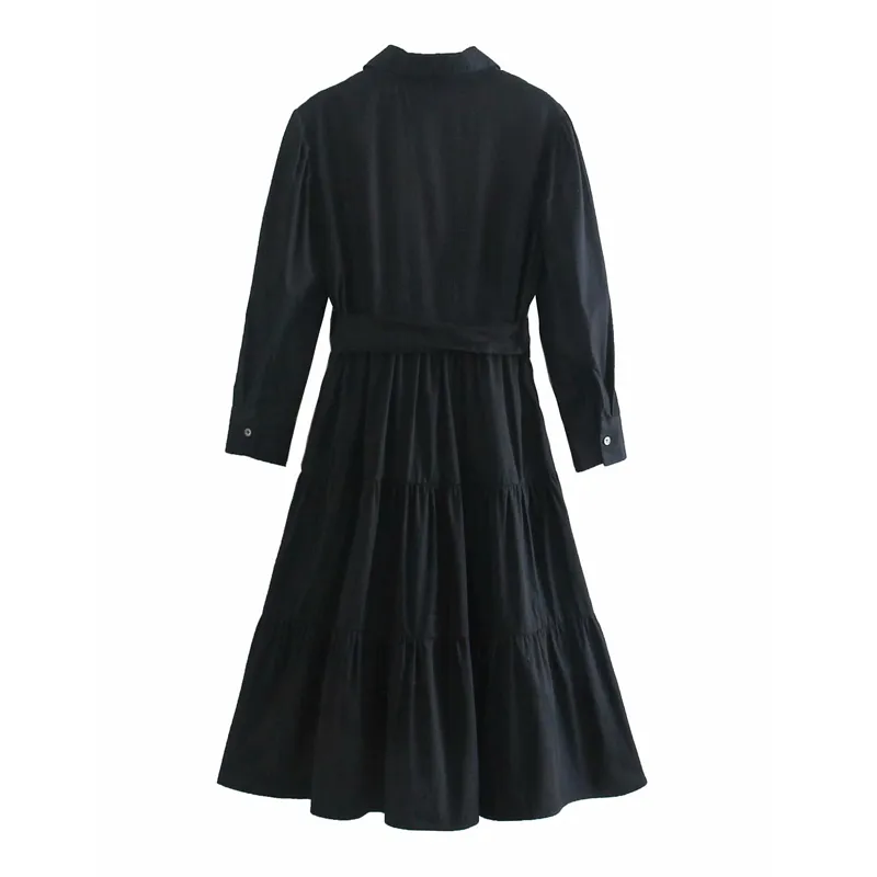 Kobiety Lato Black Koszulki Dress Half Sleeve Sashes Bow krawat Splitty Casual Kobiet Eleganckie Suknie Vintage Vestidos WW6900 210513
