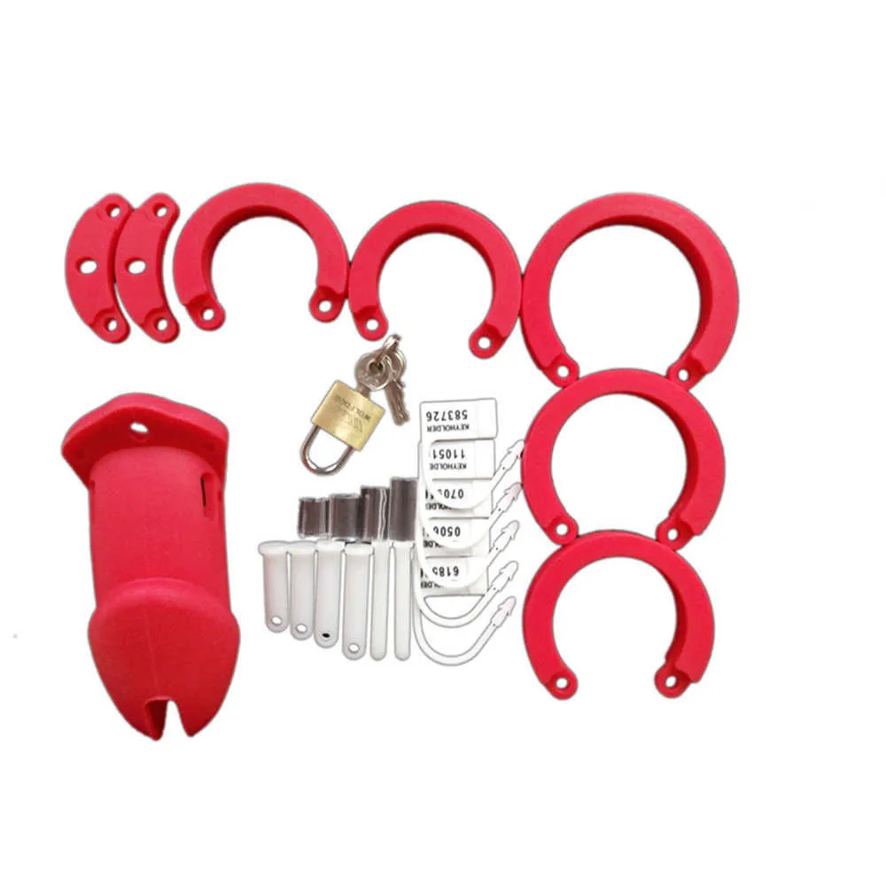 QLOVES CB6000 CB6000S Cage de chasteté masculine en silicone souple Cock Cage Dispositif de chasteté Sex Toys avec 5 Cock Ring Penis Sleeve pour hommes S0824