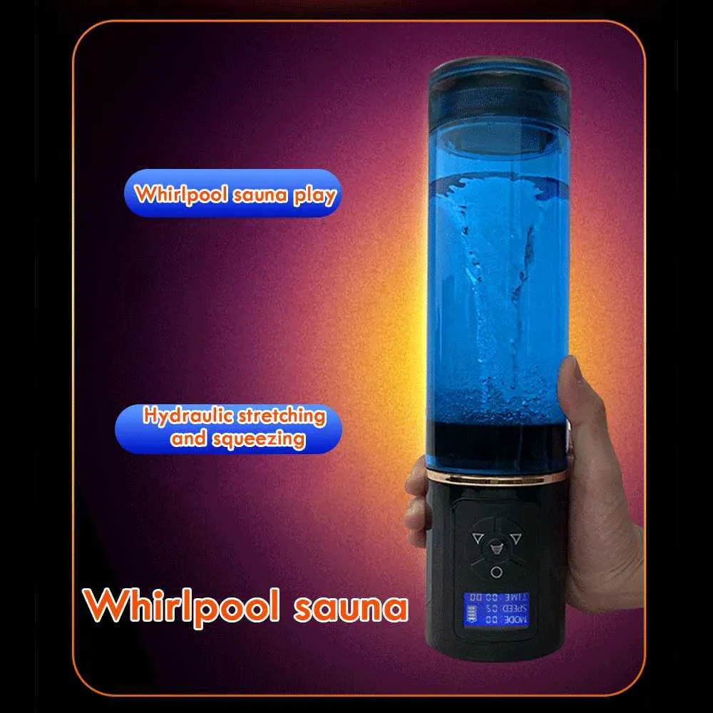 Vattenbadelektriskt utvidgningsvakuum Sugande Male Masturbation Cup Penis Enhancer Fördröjningsträning med Spa Sex Toys P08265400572