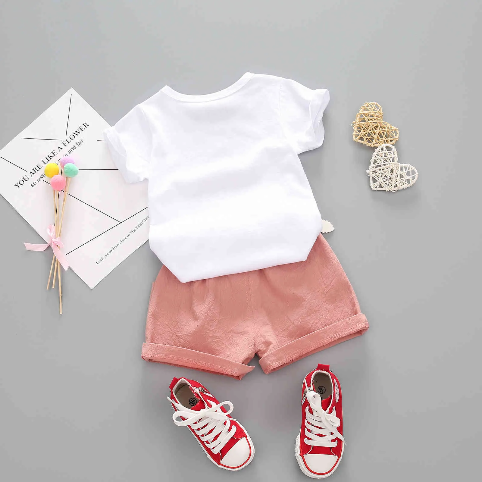 Summer Fashion Short Sleeve T shirt+Shorts For Toddler Girls Clothes Set Girls Outfits Kids Clothing 2 3 4 Years Ropa Nina 210326