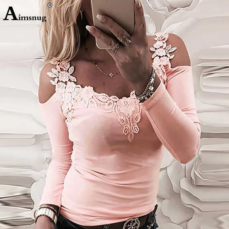 2021 femmes nouveau été Boho dentelle broderie fleur imprimer hauts blancs à manches longues femme élégant loisirs T-Shirt dames t-shirts chemise X0628