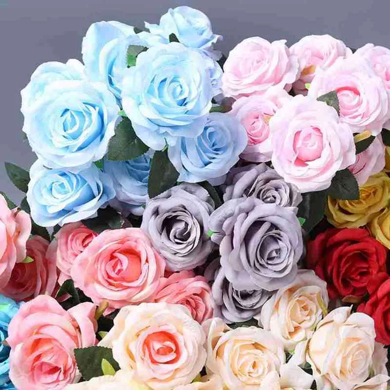 Regali le donne Commercio all'ingrosso 20 pezzi 9 cm rosa rosa testa di fiore di seta fiori artificiali decorazione della casa di nozze fiori finti finti