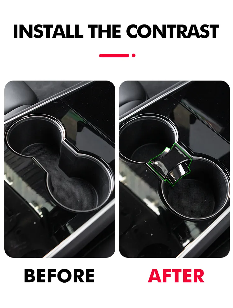 Tesla Modell 3 Bilkopphållare Clip Water Cup Slot Non-Slip Limit Limiter för Model3 Tillbehör Modell Tre Tillbehör 2021