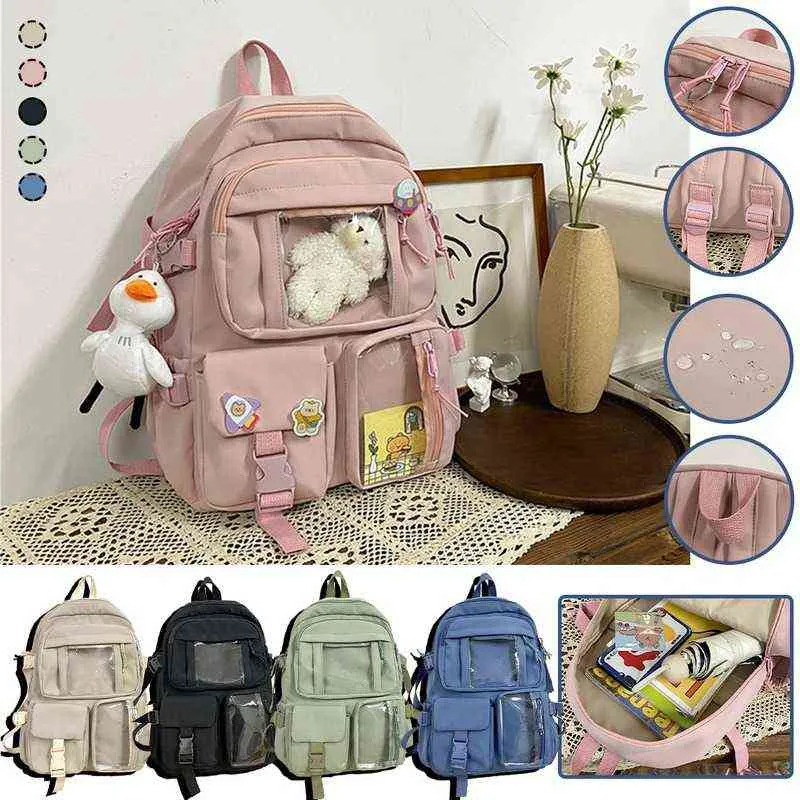 Zaino da donna in nylon Kawaii Zaino impermeabile ragazze adolescenti Zaino da scuola carino studenti Borsa da viaggio Mochila Y1105