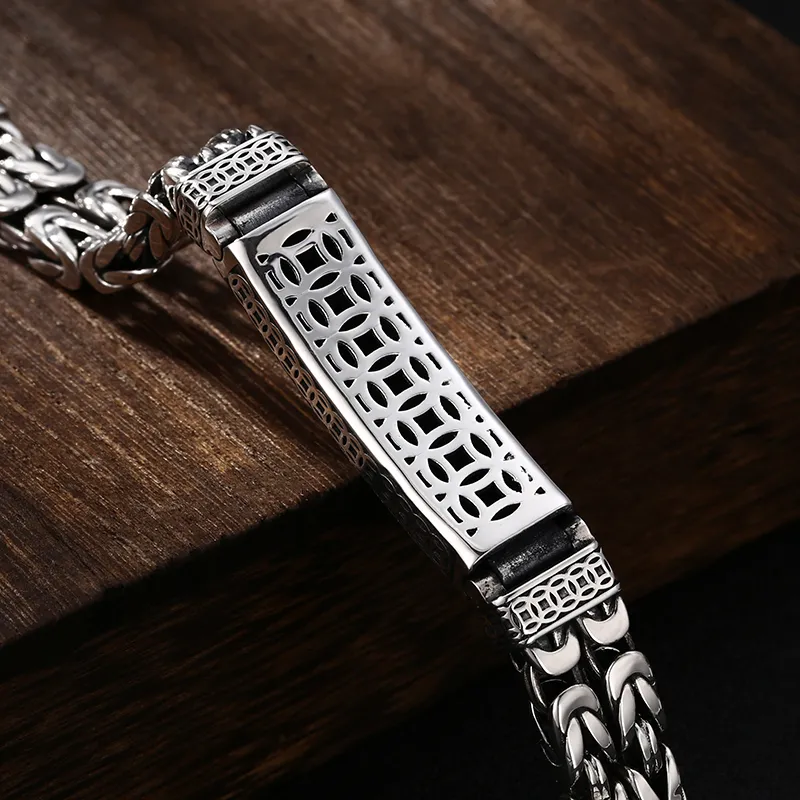 New Manual Chinese Style Retro Silver Doublestranded Peace Tattoo Money Brave Troops Men039s Bracelet Personality Pop Retro Lu2297836