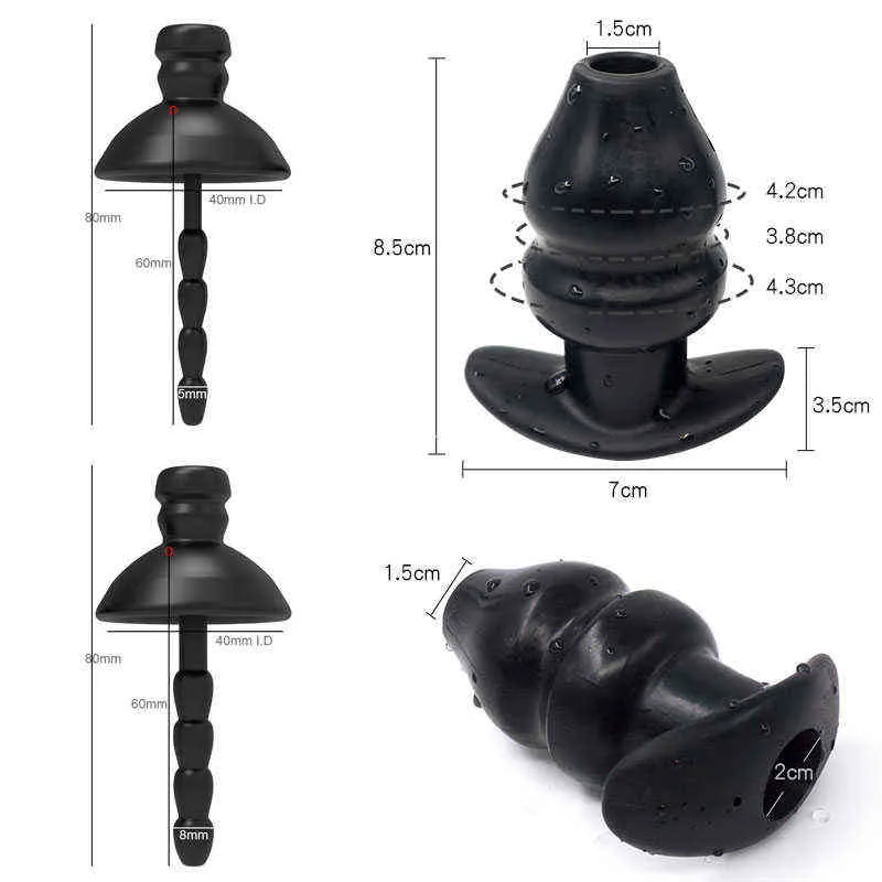 NXY Anal Seks Oyuncakları Hollow Anal Plug Elektro Penis BDSM Oyuncaklar Spekulum Dilatör Prostat Şok Seks Oyunları Electroshock Büyük Buttplug Vibratör 1123