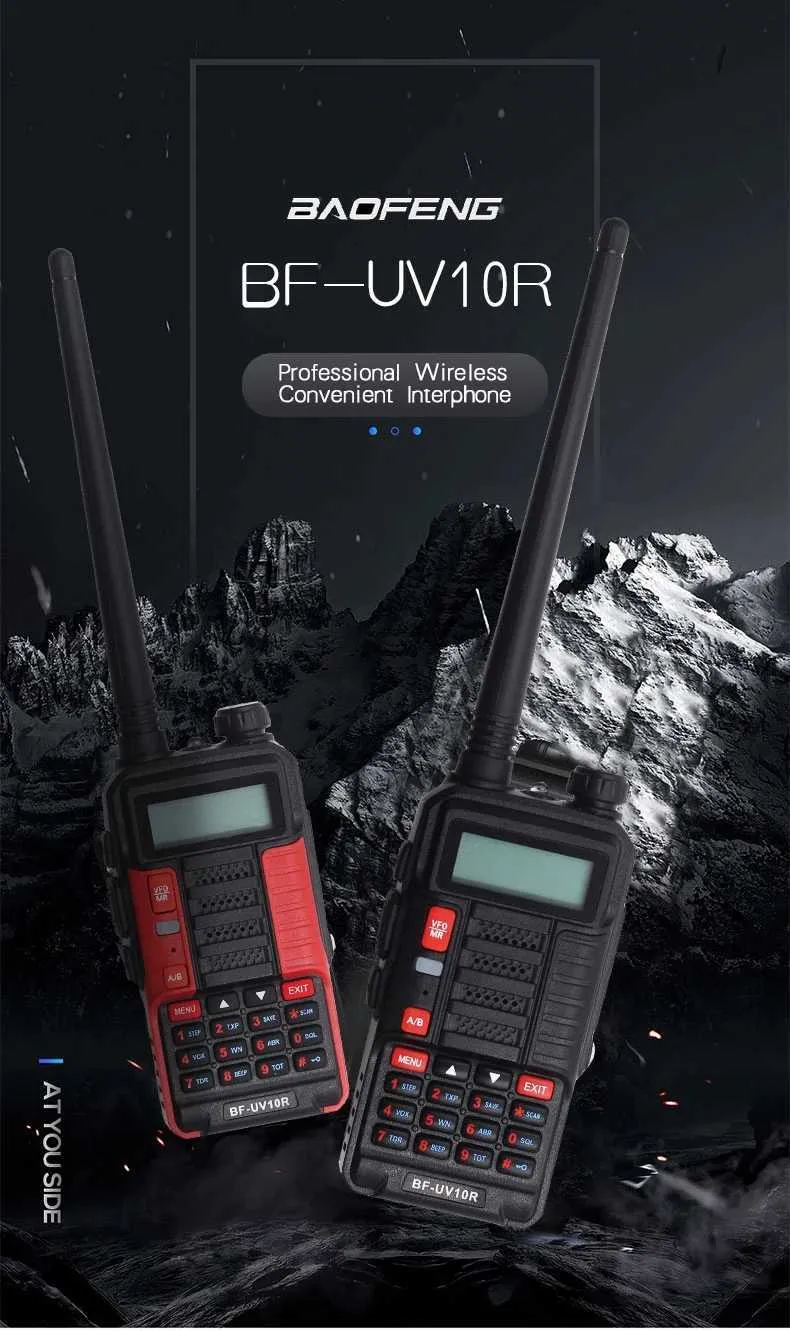 1 Pack Baofeng 10 W UV-10R Walkie Talkie Verici Uzun Menzilli UV10R İki Yönlü Radyo 128ch VHF UHF 136-174MHz 400-520 MHz Çift Bant