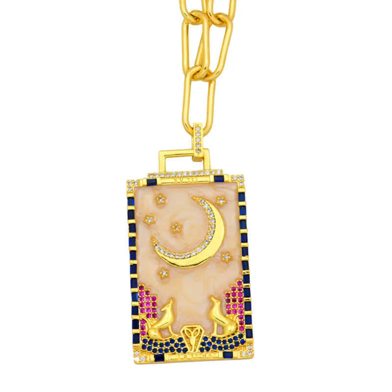 Grand pendentif en zircone cubique pour femmes, or, tournesol, fille, lune, étoile, collier turc, bijoux, cadeau de fête, nks06