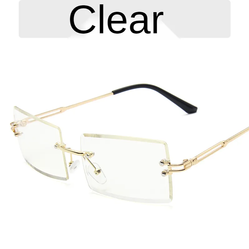 Rahmenlosen Trimmbalken Damen Square Gradient Sonnenbrille Trend Street schießen Brillen mit Brillen