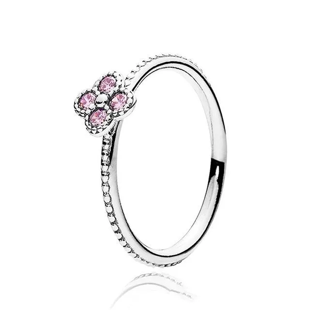 NIEUWE 2019 100% 925 Sterling Zilver Rose Goud Prinses Wishbone Vergeet Me Niet Ring voor Europa Vrouwen Originele Mode-sieraden gift5834930