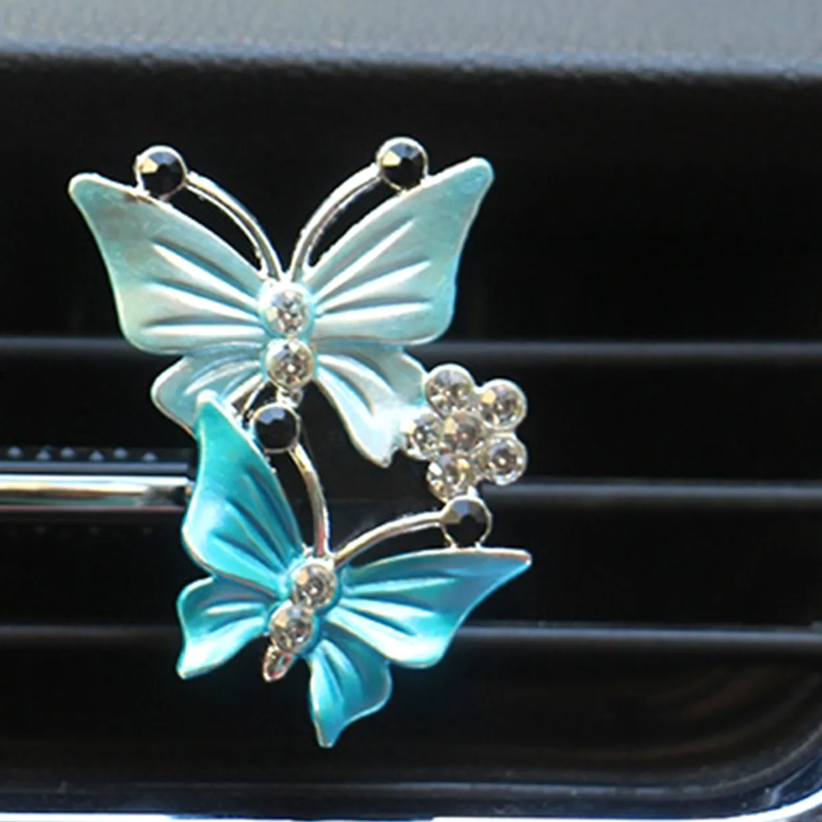 diamant papillon voiture parfum désodorisant deux papillons voiture climatiseur sortie Clip Auto accessoires intérieur ornement