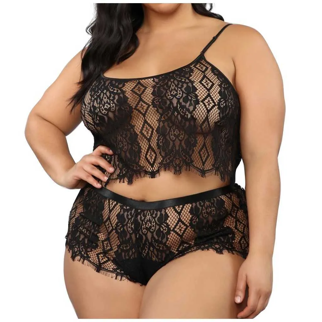 MIARHB grande taille vêtements de nuit pour femmes ensembles de pyjama dentelle Sexy femme pyjama vêtements de nuit pijama de mujer sous-vêtements érotiques maison porter Q0706