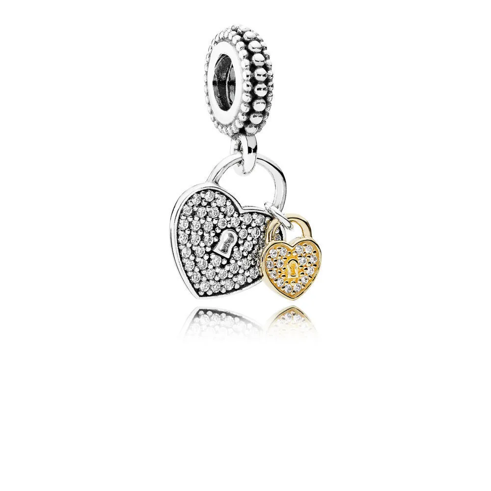 Ciondolo rotondo con cuore d'amore in argento sterling 925 Perline squisite fai-da-te adatte il regalo di gioielli di moda da donna con bracciale Pandora