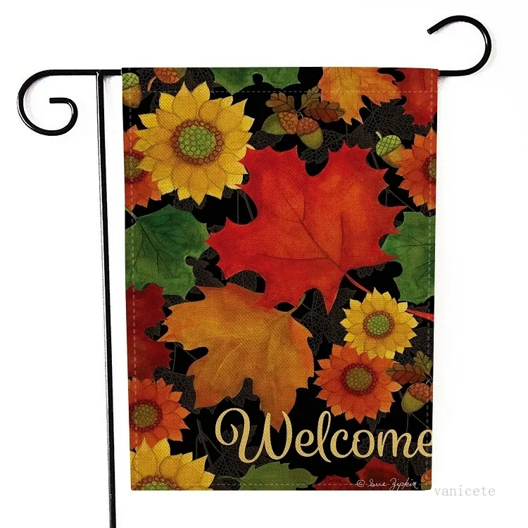 Farfalla fiore Giardino Bandiera lino Cortile bandiera di benvenuto stampa fronte-retro casa Outdoor Ringraziamento Banner Bandiere 9 stile T2I51971
