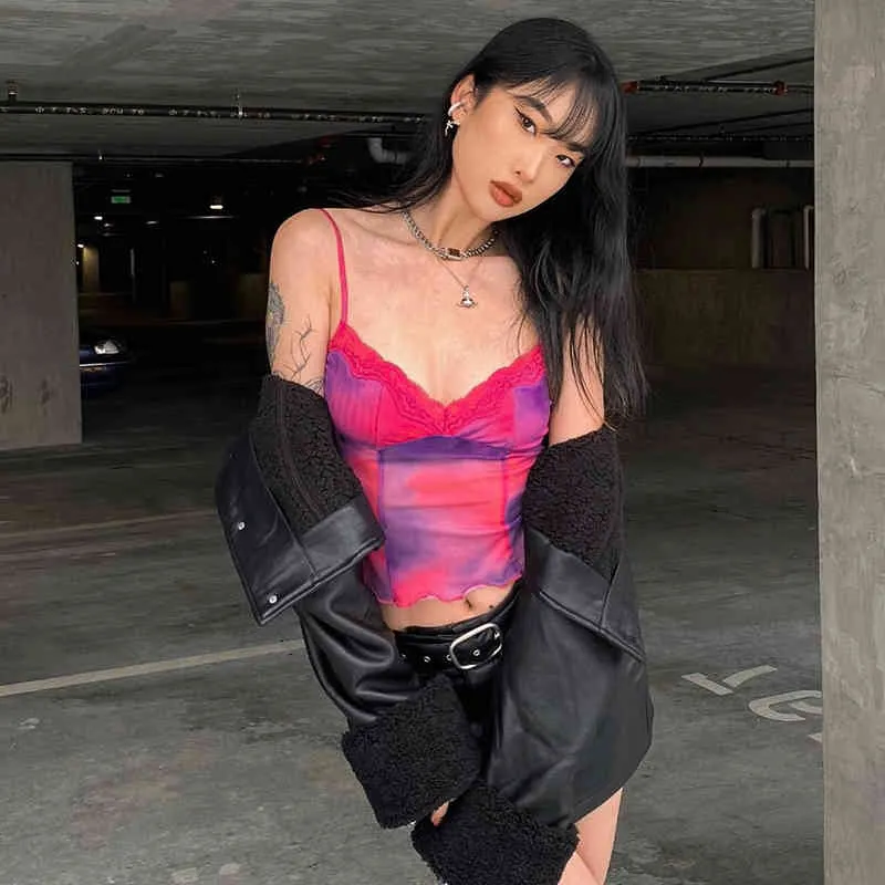 Set Women Sexy Mesh See Through Tank Top Sleeveless V Neck Slim Lace Patchwork Clothing +Ruched Mini Skirt Summer 210517