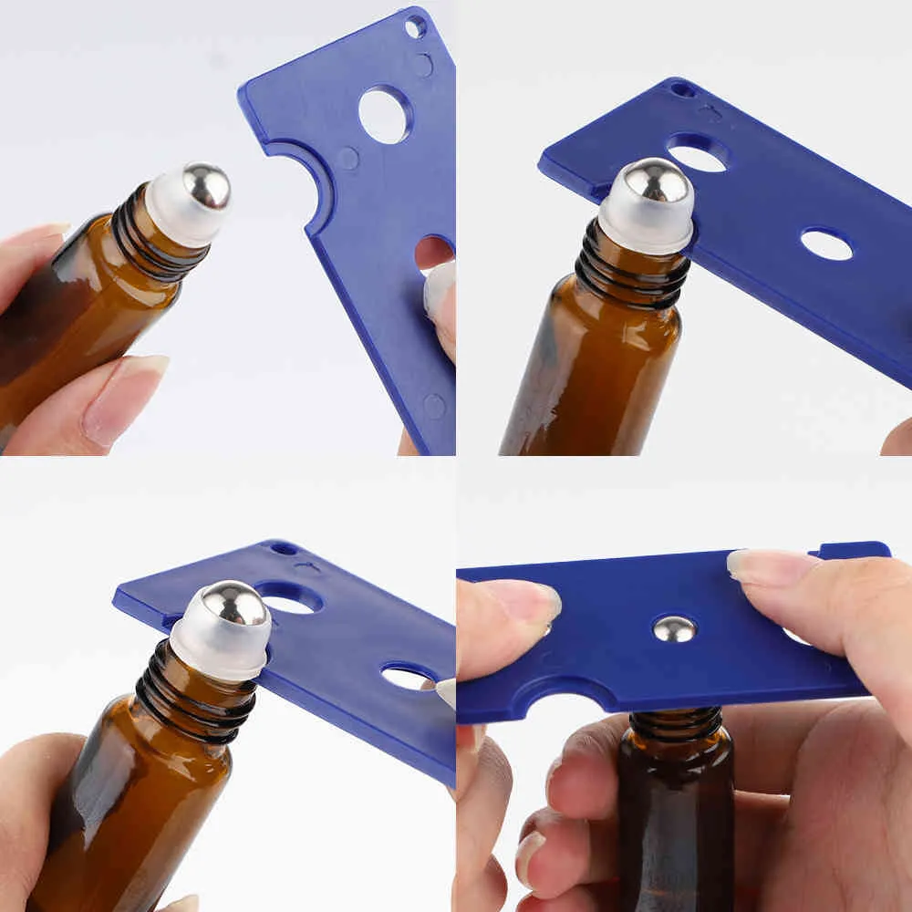 12st / set Mini Amber Tom behållare Glasrullbollar Flaskor 10ml Essential Oil Opener Parfym Storage Flaskor med droppare