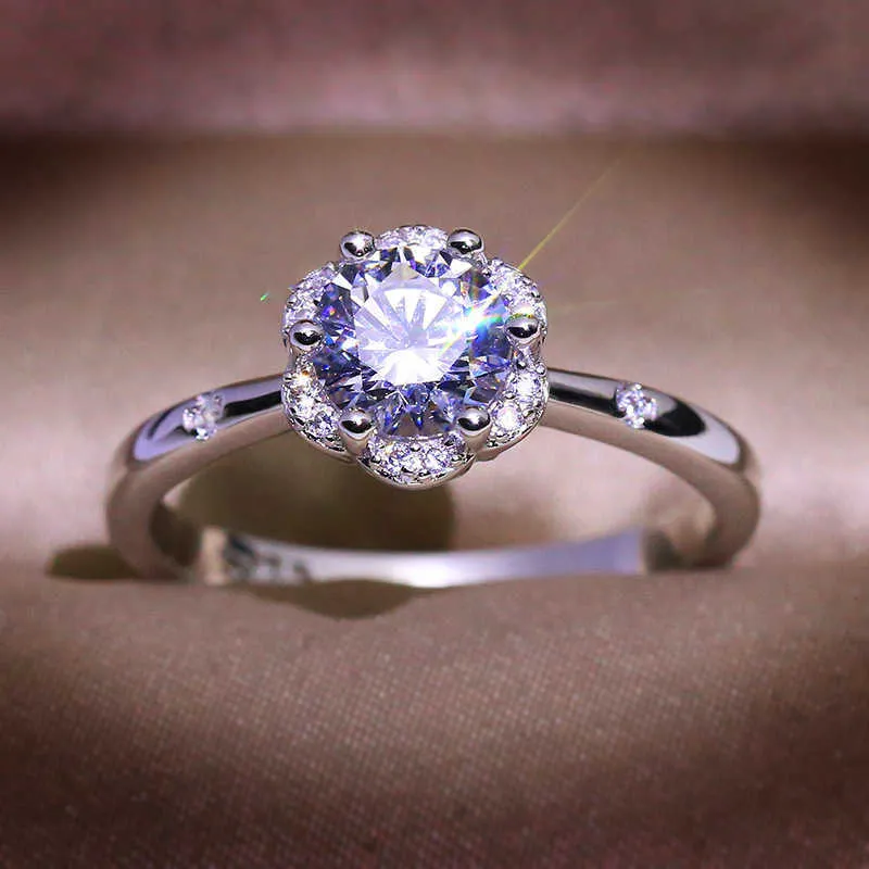 Alta vendita argento sterling 925 1 carato anello nuziale fiore cuore freccia CZ anelli di barretta le donne argento amore gioielli regalo anelli X0715