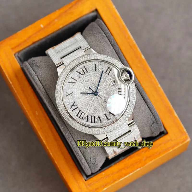 Eternity Jewellery Watches 0049 RFF V7 Edition Gypsophila CZ Diamond Dial Super 2836 자동 다이아몬드 케이스 완전히 아이스 아웃 남성 W293J