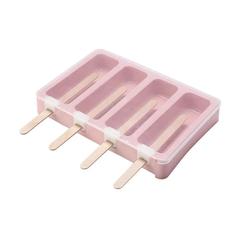 Baking Moulds Simple Popsicle Silicone Mold Household Ice Cream Set Practical Cube Tray DIY Handmade Tool Candy Bar189F