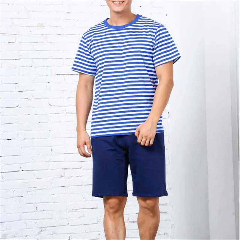 Manlig bomullskjorta Tillverkare Direktförsäljning Mäns Striped Kortärmad T-tee Top Spot Partihandel och Retail S-4XL 210629