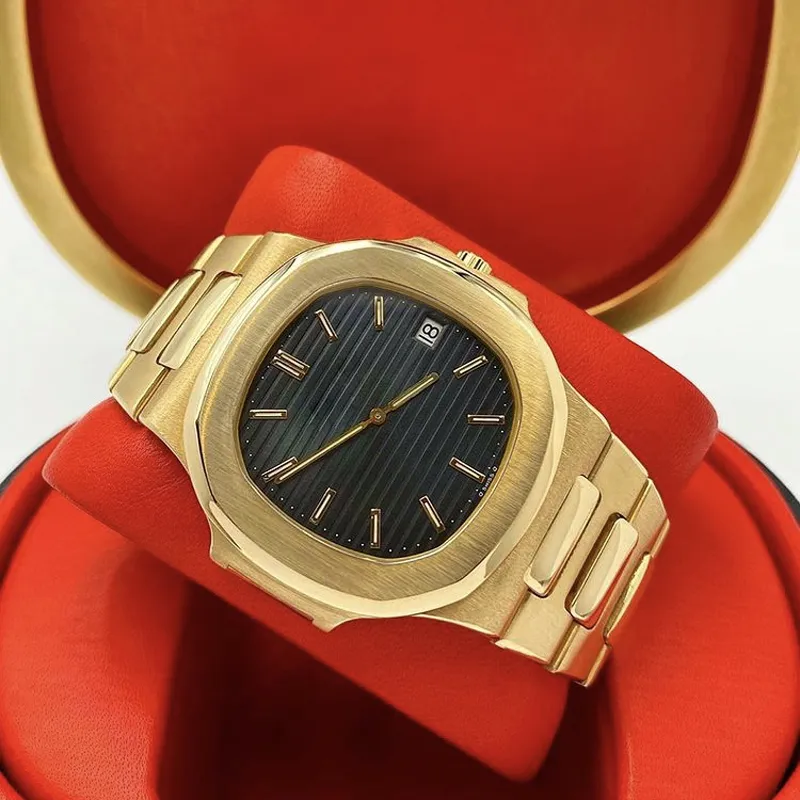 Ledar New's Era Men's Watch Gold Armband Brown Straight Saphire Glass Automatisk rörelse Mekanisk supabl312t