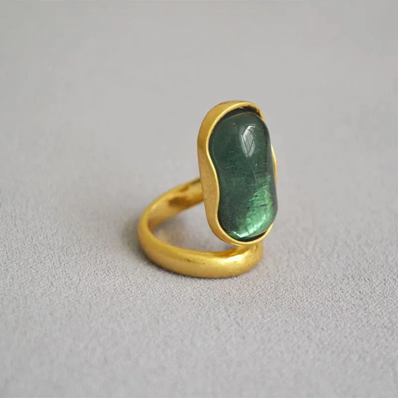 Fransızca Emerald Ring Kadın Noble Mizaç Yüzüğü Yarı Açık Yüzük Partisi Altın Yüzük Lojistik256E3212670