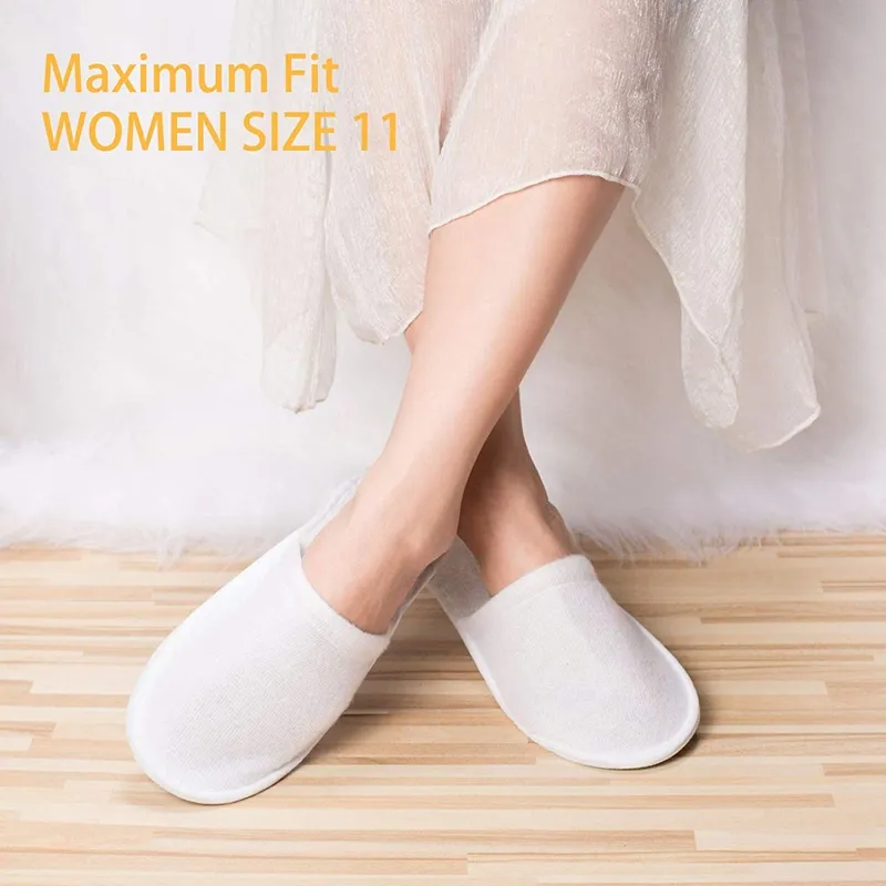 Disposable Slippers Men and Women Closed Toe Fit Size for Hotel Spa Guest Used White