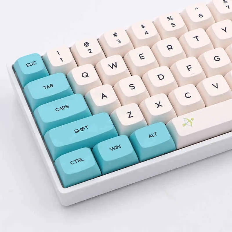 Keypro Chunyang Cyan blanc éthoral de teinture Etherme Subilation Points PBT KEYCAP Clavier mécanique USB câblé 129 Keycaps