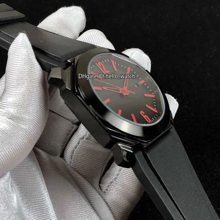 Designer horloges 41 mm Octo PVD All Black Steel Case 102737 BGO41BBSVD N Black Dial Automatic Mens Watch Rubberen Riem Hoge kwaliteit Disco 242D