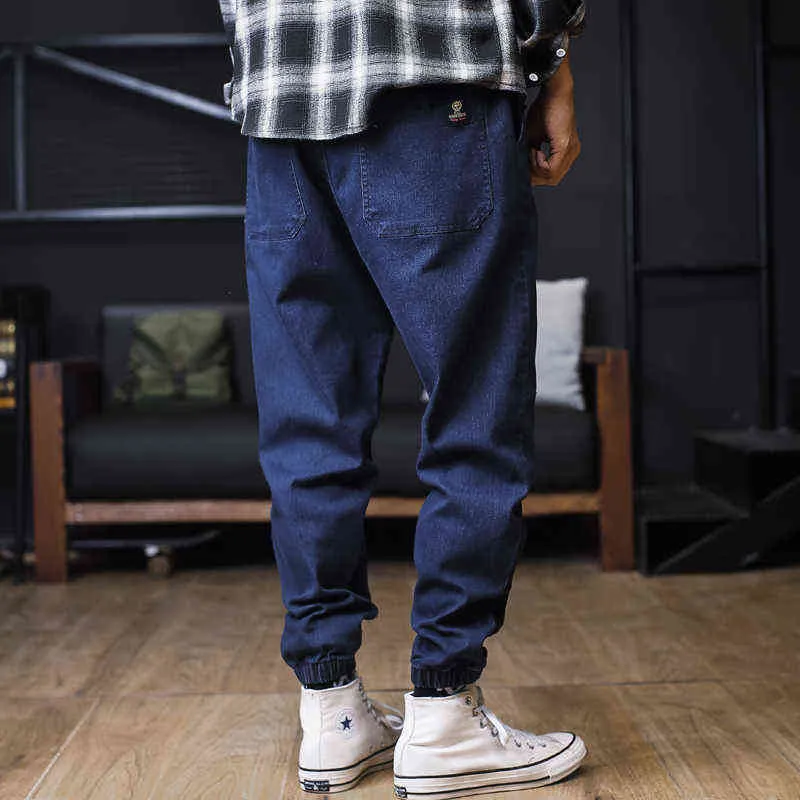 Plus storlek jeans män lösa joggare streetwear harem jeans lastbyxor ankel längd denim byxor 211206