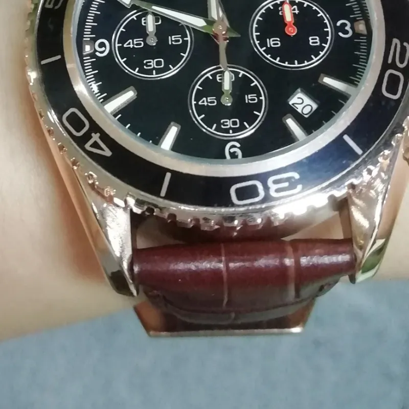 Relógio de pulso de quartzo de marca superior, todos os subdials funcionam, relógios masculinos, pulseira de couro, cronômetro, relógio de luxo para homens, bom presente it288z