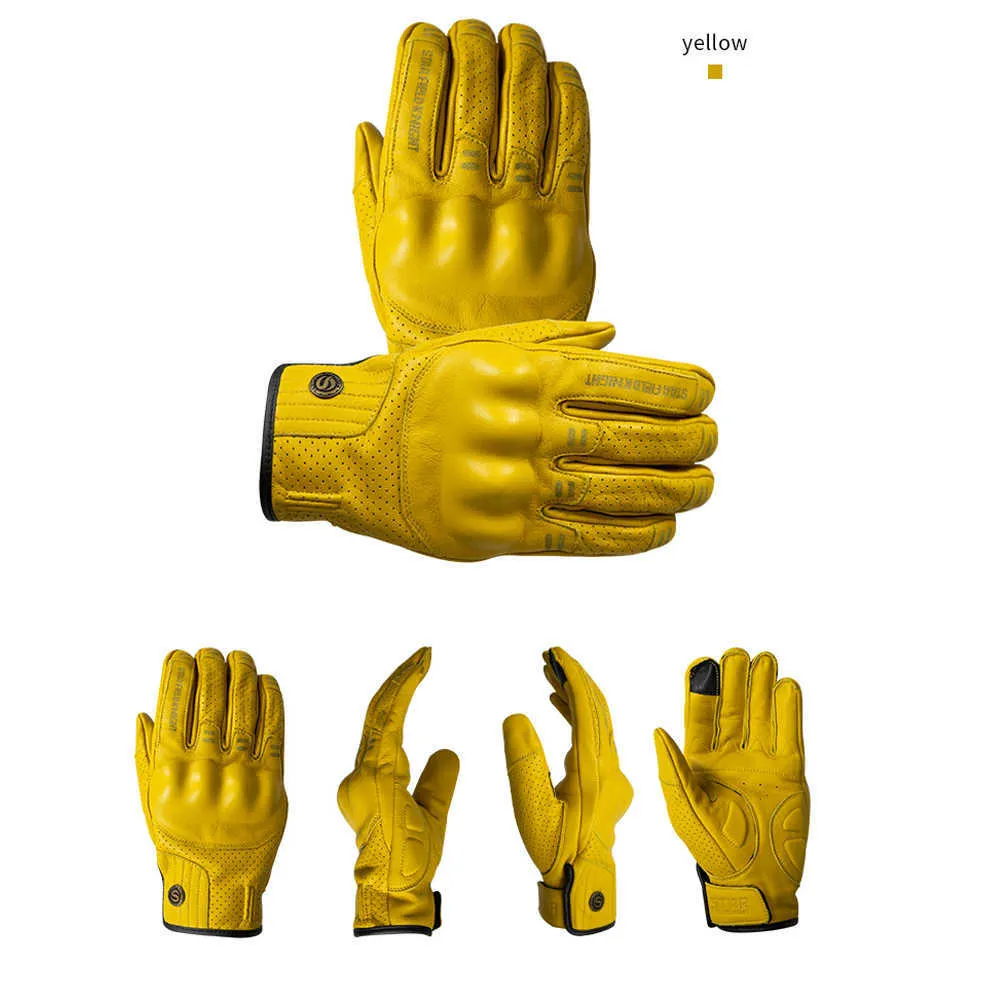 SFK rétro gants de moto respirant en peau de chèvre gants de moto rétro écran tactile modifié quatre saisons gants H1022