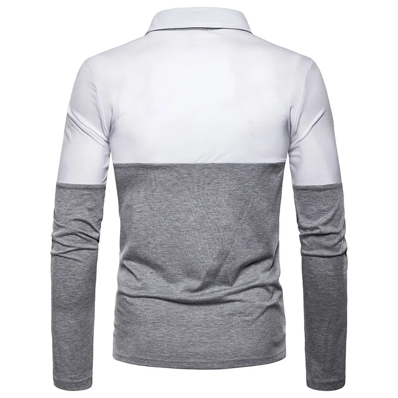 Splice Simple Men Polo Shirt Elegante Casual Slim Fit Polo Mens Daily Streetwear Uomo Polo manica lunga Camisa Masculina 2XL 210524