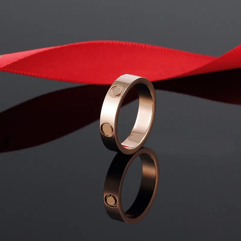 3 boren 3 schroef ring vrouwen 5mm roestvrij staal gepolijst rose goud zirkoon mode-sieraden Valentijnsdag paar cadeau voor vriendin266O