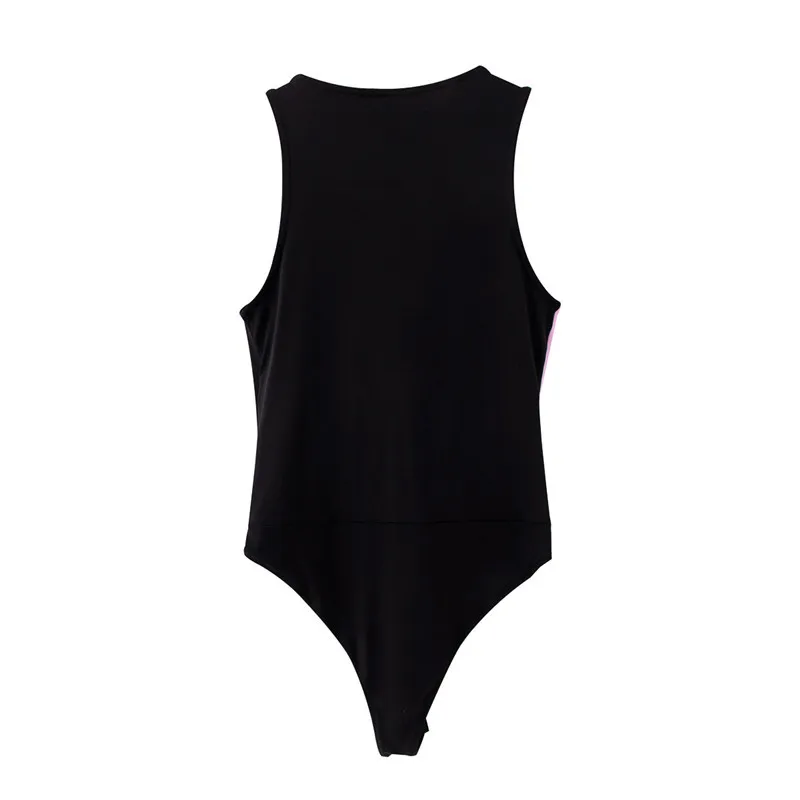 Body básico de patchwork negro para mujer, monos ajustados a la moda de verano sexy 210430
