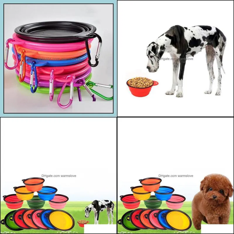 Pet Silica Gel Bowl Dog Cat Collapsible Silicone Dow Bowl Candy Color Outdoor Travel Portable Puppy Food Container Feeder Dish