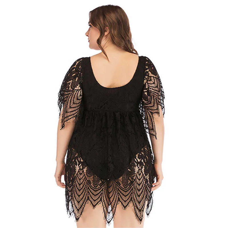 Costume da bagno intero Camicetta da bagno Taglie forti Tankini Gonna seno grande grasso nero Abito da bagno da donna