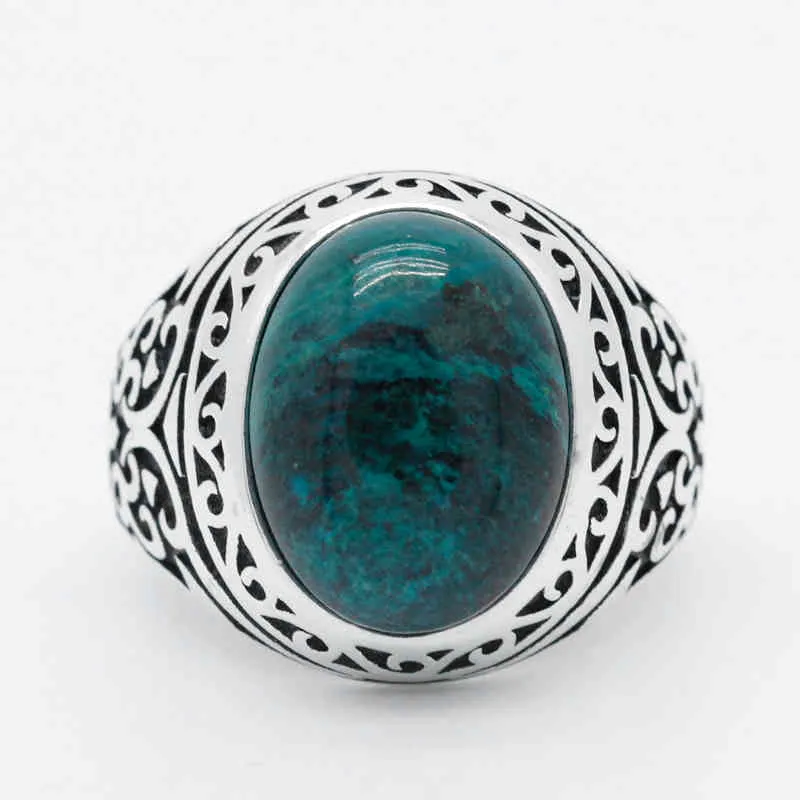 925 Sterling Heren Natuurlijke Phoenix Stone Rock Bruiloft / Party Fijne Thaise Zilveren Turkse Sieraden Dames Ring