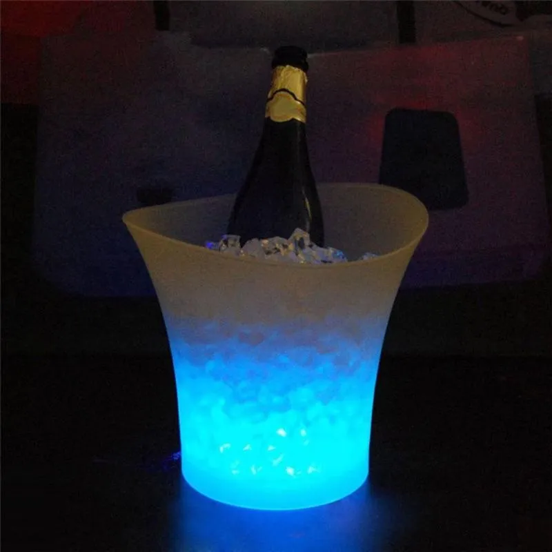 Ice Buckets And Coolers Multicolor 5L Waterproof Plastic LED Bucket Color Bars Nightclubs Light Up Champagne Beer Night Party243P