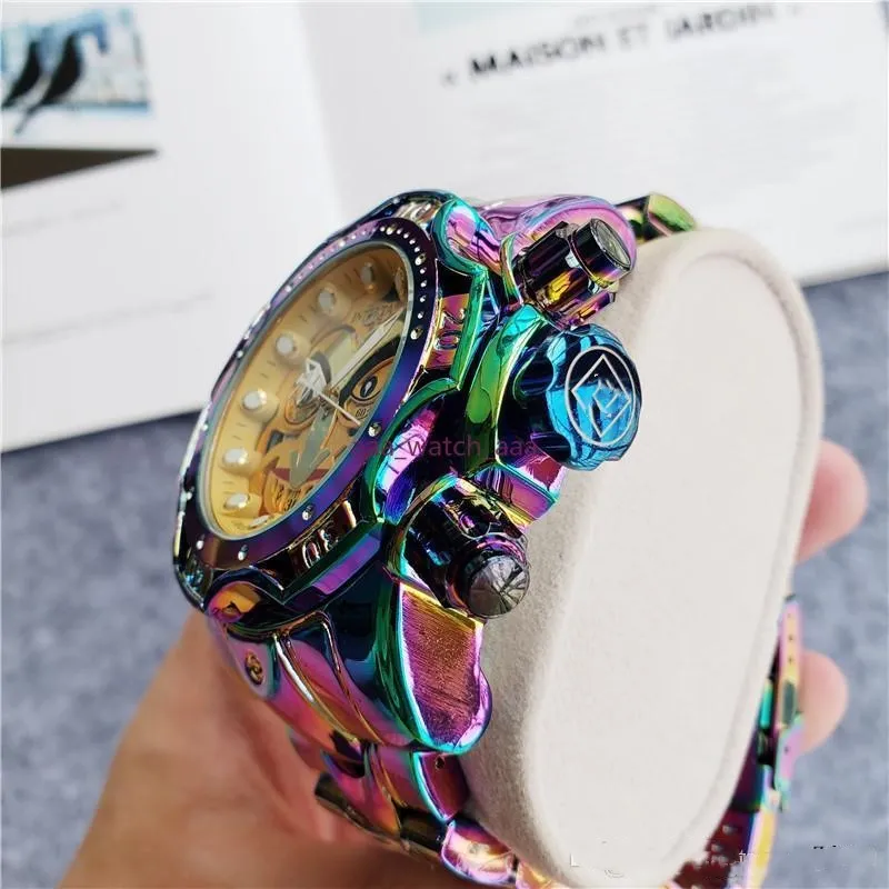 2021 Säljer TA Sports Casual Calendar Quartz Men's Watch Clown Personlighet Stor Dial Steel Belt Folding Buckle Watches277o