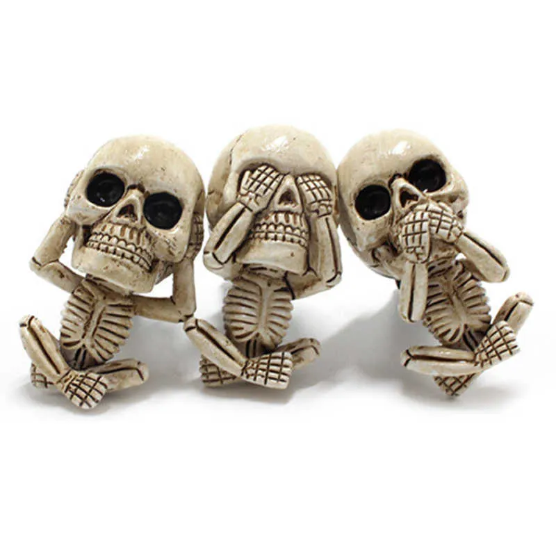 Evil Skull Trio Statue A Set Of 3 With Air Freshener Car Air Outlet Ornament Home Decor Decoration Accessories Room Decoration 2108649918