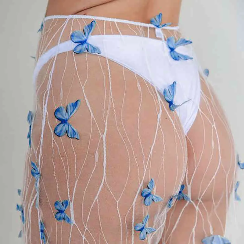 Sexy See Through Mesh Cyber Butterfly Embroidery Flare Pants Fairy Grunge Kawaii Cosplay Long Trousers Summer Bottoms 210517