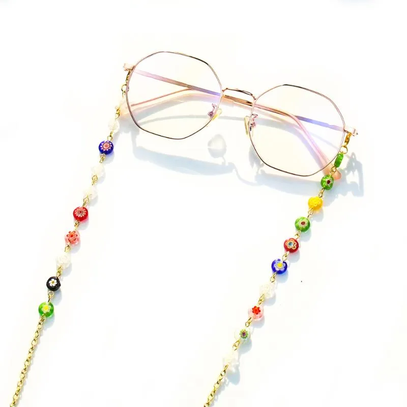 Chaîne de lunettes de lecture, 1 pièce, masque facial, perles rétro, lunettes de soleil, cordon de sangle de cou, chaîne de lunettes, Chains231R